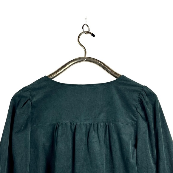 Madewell Forest Green V-Neck Blouse - Picture 8 of 14